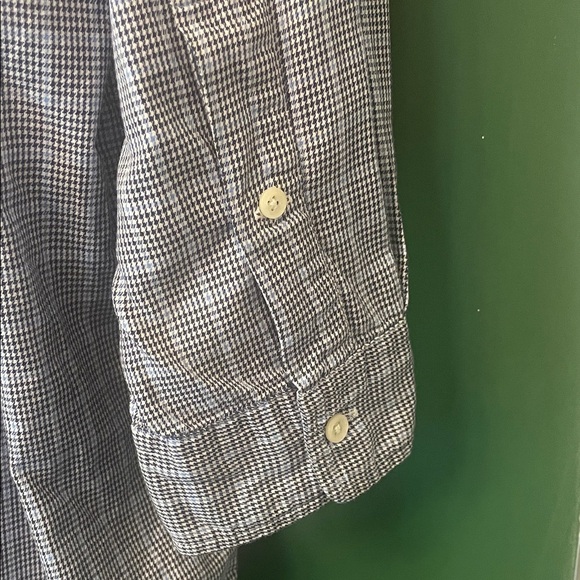 Ralph Lauren Yarmouth Mens 17/33 Navy & Blue Houndstooth Plaid 100% Cotton Woven - Picture 6 of 7